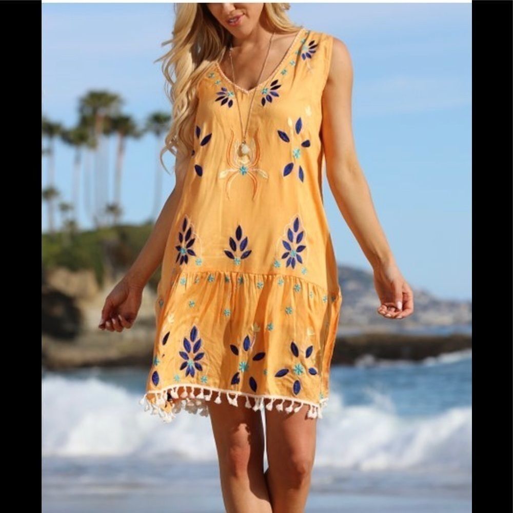 Anandas collection yellow tank dress sz M